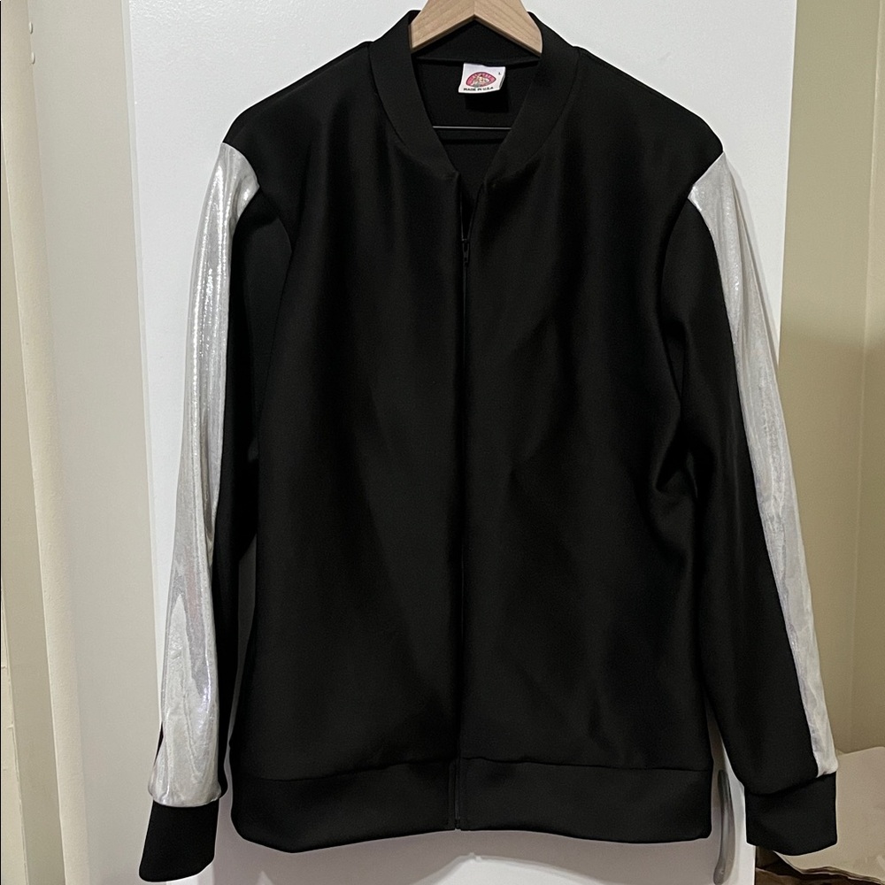 Black Jacket with Silver Lining on Sleeves